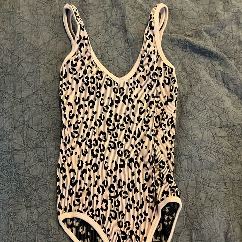 Pink cheetah print spandex bodysuit